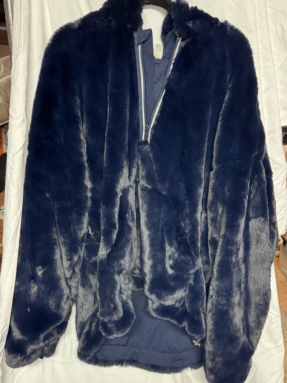 FP MOVEMENT FREE PEOPLE Faux Fur Navy Pull Over - Women's Cozy Coat